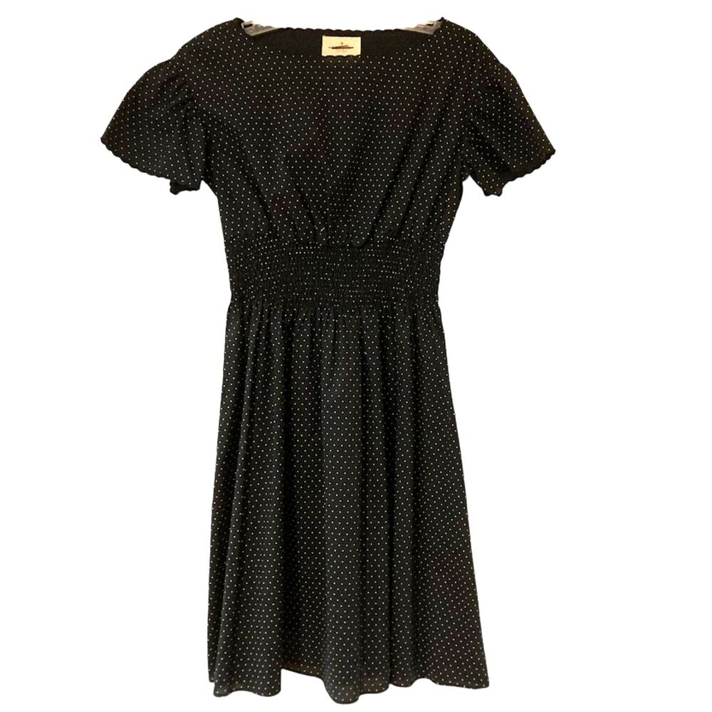 Kate Spade cotton dress polka dot shirred waist pockets NWOT size XS